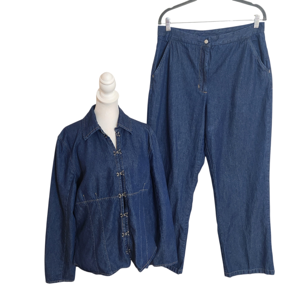 Forenza Vintage Dark Wash Denim Suit Size 14